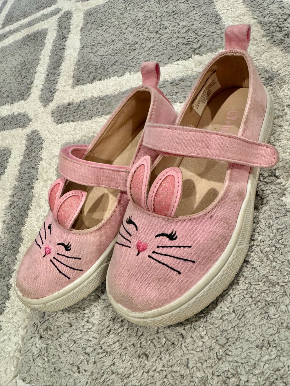 Gymboree Pink Bunny Slip-On Mary Jane Sneakers Size 11 Toddler Girls